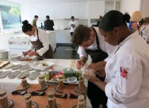 Jordi Roca directing the dessert plating