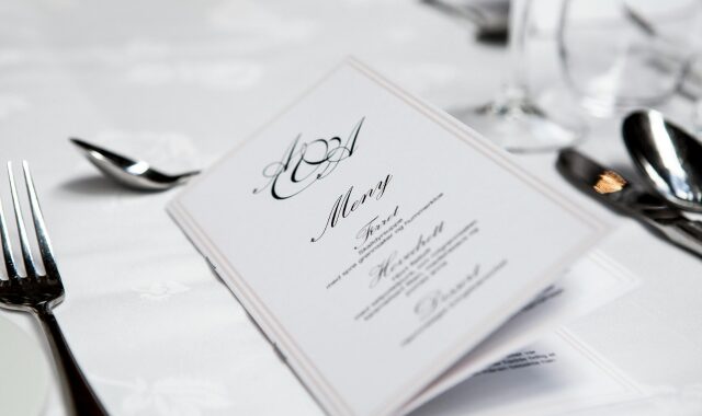 Restaurant menu on table